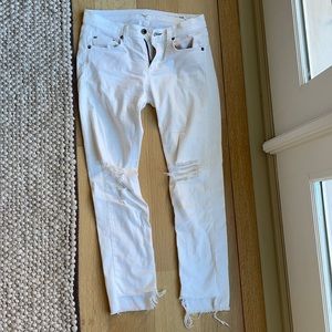 Rag & bone white jeans, skinny and ripped, cropped